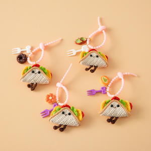 Porte-clés en polyester <span class=keywords><strong>crochet</strong></span>é KIVA avec des motifs de sandwichs - Charme de sac de fête unisexe - Product Image 5