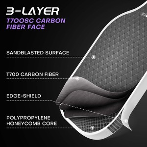 Paleta de Pickleball FitSpark de Fibra de Carbono, Portátil, 100% Personalizable con Logotipo y Color, Superficie con Acabado Arenado, para Principiantes y Todos los Niveles - Product Image 3