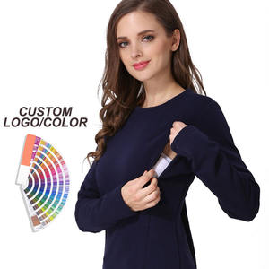 Vêtements de maternité personnalisés de haute qualité, couleur unie, tricot épais en polyester/coton, sweat à capuche d'hiver, pull à fermeture éclair pour l'<span class=keywords><strong>allaitement</strong></span> - Product Image 1