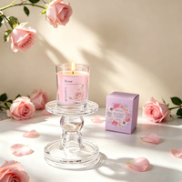 Bougie parfumée en verre floral personnalisée de luxe, vente en gros, mini bougie d'aromathérapie pour la décoration de la maison et les coffrets cadeaux