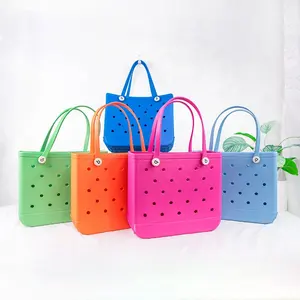 New Spot Wholesale Hot Selling Bogg Bag Women Fashion Rubber Tote Shoulder Bag Waterproof EVA Silicone Summer Bogg Beach Bag