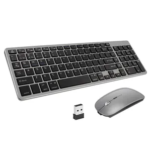 Best quality full size rechargeable dual mode 2.4G and bt wireless keyboard and mouse set