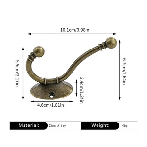 Gancho de Pared Estilo Europeo Antiguo, Doble/Sencillo, para Puertas de Armario y Detrás de Muebles, Herrajes Envejecidos - Product Image 6