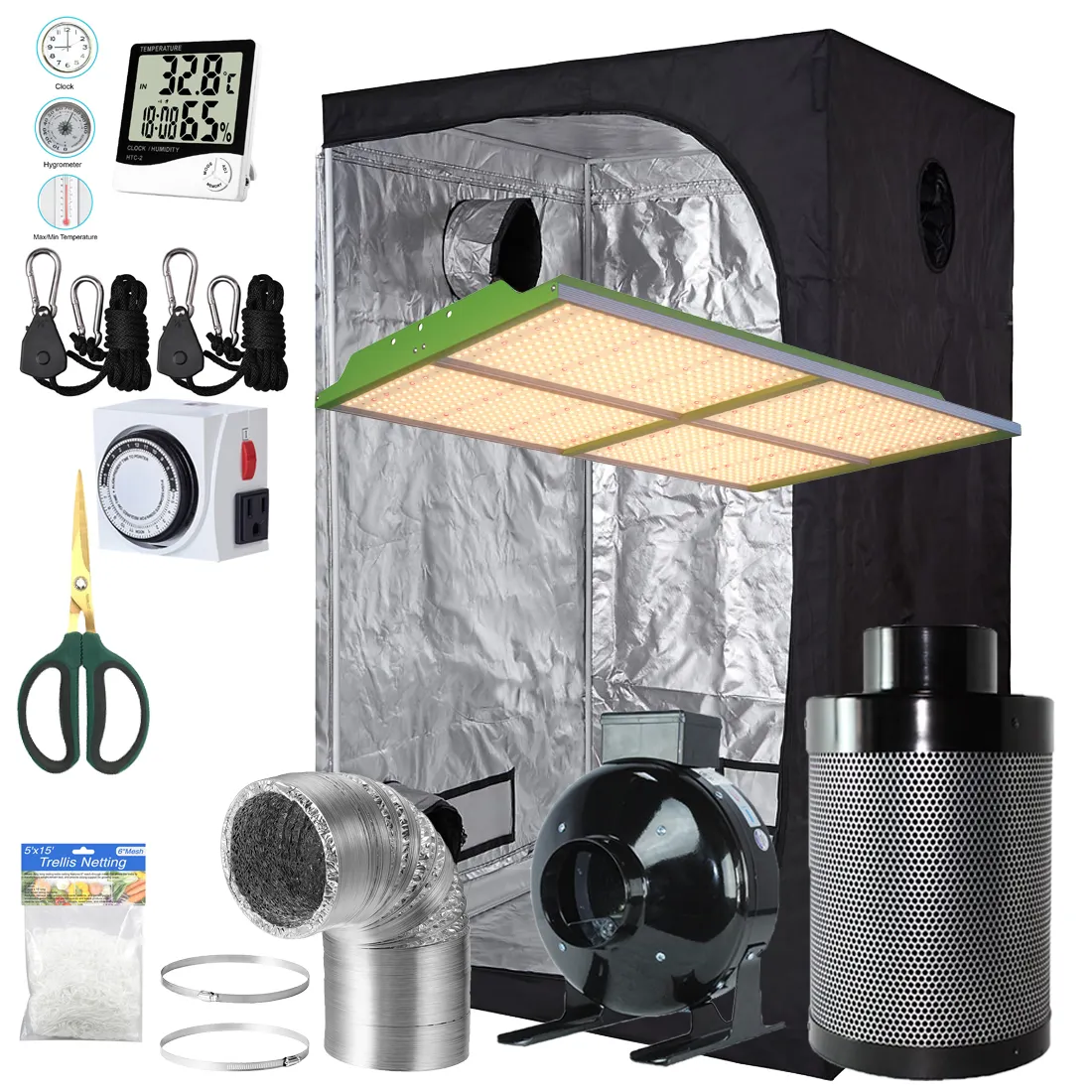 New Tech 400W LED Grow Light + 48 "X48" X80 "Grow Tents + 6" Filtro de carbono Kit de ventilación de ventilador en línea para GreenHouse