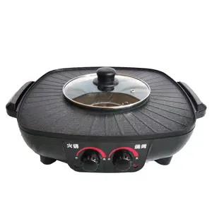 Hot Sale 2 In 1 Temperature-Controlled Multi-Functional Electric Portable Grills Bbq With Hot Pot