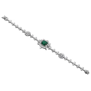 Big Green Nature Stone 925 Silver Fashion Jewelry Factory Wholesale Trendy 2023 Women Jewellery Fine 6A CZ Bracelet