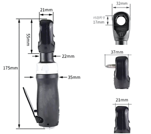 TY5T438C Clé à cliquet pneumatique compacte à passage traversant |   3/8" |   450 tr/min |   Clé à cliquet industrielle 41 Nm |   Adaptateur de douille 10 mm, 12 mm, 13 mm - Product Image 2
