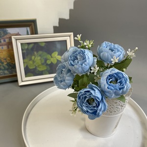 Venta caliente <span class=keywords><strong>6</strong></span> flores tela de seda ramo de flores artificiales peonía para suministros de boda - Product Image 6