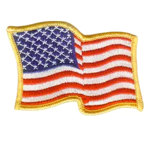 Wholesale Hot Selling Shaped American Flag Badge Clothes Shoulder Chest Patches Custom Hand Embroidery Woven Patches