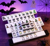 Jeu de Mahjong Américain de Voyage en Acrylique Noir Gothique pour Halloween, Tuiles Personnalisées Gravées, Édition Masters, pour Divertissement de Fête