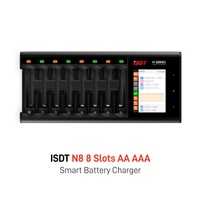 Chargeur de batterie intelligent ISDT N8 8 emplacements AA AAA, charge rapide 1,5A, écran tactile IPS 2,4 pouces pour Li-ion LiHV NiMH NiCd NiZn