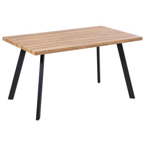 Table à manger convertible moderne nordique avec pieds en métal, plateau en bois massif, pieds pliables noirs, table à manger pour la maison, le café, le restaurant - Product Image 1