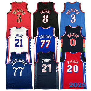 Maillot de basketball rétro pour homme 2026, style moderne, cousu, VJ Edgecombe, Jared <span class=keywords><strong>McCain</strong></span>, Joel Embiid, Allen Iverson, Tyrese Maxey, Tailles S-2XL - Product Image 1