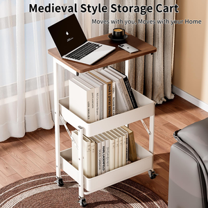 Colorful Three Tier Metal Shelf Mobile Storage Cart Organizer Kitchen Bathroom Living Room Storage Cart - Product Image 5