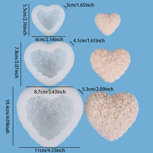 Molde de Silicona para el Día de San Valentín, Diseño de Flores en Forma de Corazón, Molde para Velas Aromáticas y Arcilla - Product Image 3