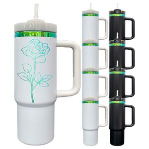 Gobelet isotherme en acier inoxydable H2 0 de 30 oz, plaqué vert, revêtement en poudre, cadeau d'affaires, tasse à café de voyage, poignée amovible, gravure au laser - Product Image 3