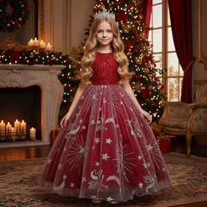 Stile europeo elegante abiti lunghi per le ragazze di 10 anni di età rosso della <span class=keywords><strong>ragazza</strong></span> del partito di sera abiti modello di <span class=keywords><strong>Stella</strong></span> della <span class=keywords><strong>ragazza</strong></span> dei capretti vestito - Product Image 3