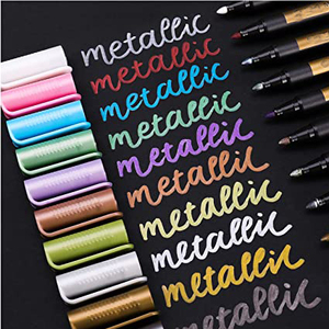 Ensemble de marqueurs métalliques, 10 couleurs, marqueurs de peinture personnalisés pour papier noir, peinture sur roche, fabrication de cartes, céramique, album photo, verre - Product Image 1