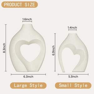 Set <span class=keywords><strong>di</strong></span> vasi <span class=keywords><strong>in</strong></span> porcellana nordica minimalista <span class=keywords><strong>in</strong></span> <span class=keywords><strong>ceramica</strong></span> bianca a forma <span class=keywords><strong>di</strong></span> cuore per matrimonio da salotto <span class=keywords><strong>centrotavola</strong></span> decorativa con smalto opaco - Product Image 5