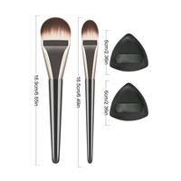 Ensemble de 2 pinceaux de maquillage en nylon pour fond de teint et contouring avec houppette noire en forme d'ananas