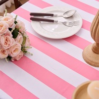 Nappe rectangulaire personnalisée en polyester et coton imprimé à rayures, pour salle à manger et salon, avec bord festonné