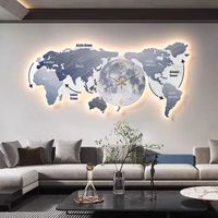 Décoration Murale Moderne en Papier avec Lumières LED et Horloge, Art Mural Cartographique pour la Maison, Vente en Gros Usine, Décoration Simple pour Salon