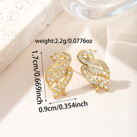 Boucles d'oreilles clous plaquées or Phénix abstrait enchanteur, entièrement pavées de zircons cubiques transparents, bijoux personnalisés pour femme