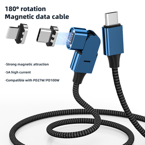 Cable de Datos Magnético Tipo C a Tipo C con Rotación de 180 Grados, Trenzado de Nailon, Carga Rápida 5A PD27W PD100W para Teléfono Móvil - Product Image 1