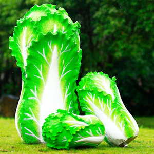 Scultura di Cavolo in FRP Impermeabile e Resistente alla Corrosione, Statua di Verdura a Grandezza Naturale per Centri Commerciali, Parchi e Paesaggi Pubblici - Product Image 1