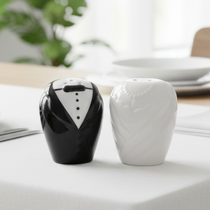 Ensemble de pots à épices en céramique écologiques pour <span class=keywords><strong>couple</strong></span> de jeunes mariés, salière et poivrière, cadeaux pour la mariée et le marié - Product Image 2