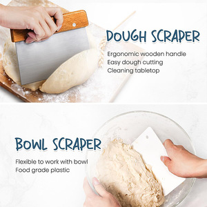 Ensemble de paniers de levage pour pain en rotin naturel indonésien écologique, fouet à pâte, racloir, lame à pain et chiffon – Ustensiles de cuisine - Product Image 2