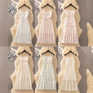 Женские платья средней длины с цветочным принтом, Прямая продажа с фабрики, новые летние модные повседневные Цветочные шифоновые прямые силуэты - Product Image 5