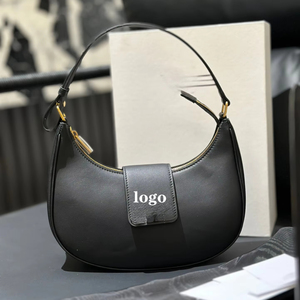 Bolsos de Hombro Pequeños de Media Luna en Cuero Genuino, de Alta Calidad y Lujo, para Mujer, a la Moda - Product Image 1