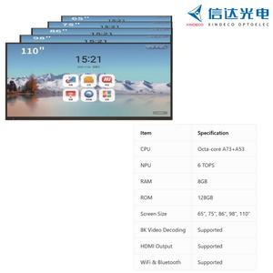Tableaux interactifs pour réunions de bureau XINDECO avec 8 Go de RAM, 128 Go de ROM, processeur 8 cœurs, écran tactile LCD 20 points, tableau blanc interactif AI - Product Image 6