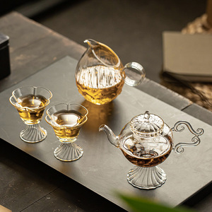Tetera de vidrio de borosilicato alto con tallo alto, resistente al calor, para juego de té Kung Fu, ideal para regalo. - Product Image 3
