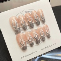 TSZS Vente en gros Faux ongles à presser faits main en acrylique, gaufrés 3D, réutilisables, forme cercueil moyenne pour femmes