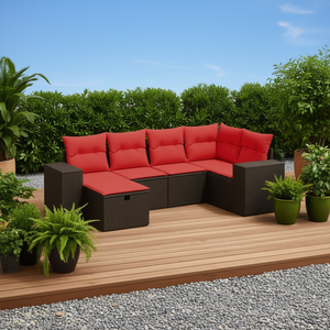 Set Divano da Esterno in Polyrattan per 6 Persone, Arredamento da Giardino Marrone, Design Contemporaneo e Durevole - Product Image 2