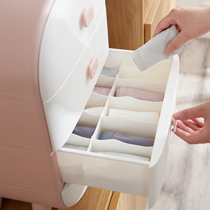 Clothing Organizer <b>Drawer</b> Storage Box With Lid And Compartments Stackable For Underwear <b>Socks</b> Dormitory Use - Product Image 4