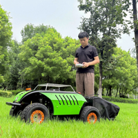 Robot tondeuse à gazon à essence 4 temps télécommandé sur roues MS500W, avec grande boîte à herbe, pneus gonflables sécurisés pour pelouse et fonctionnement facile