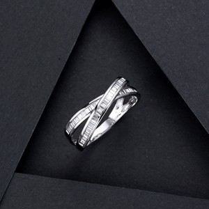 H & F แหวนหมั้นดอกสว่านเพชรธรรมชาติสำหรับผู้หญิง Baguette <span class=keywords><strong>VVS</strong></span> 18K 14K 9K ทองดีไซน์เพชรธรรมชาติโรงงาน - Product Image 4