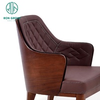 Mobilier d'hôtel, fauteuil de café, canapé de loisirs, chaise de salon intérieur, bois massif, cuir noir, chaise de salle à manger rembourrée