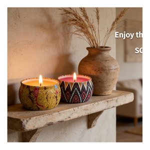 Set de Regalo de Velas Aromáticas Portátiles en Lata, Mezcla de Aromaterapia, Empaque Premium, Colección Boutique Festiva, Selección para Exhibición - Product Image 6