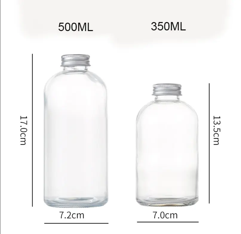 2022 도매 빈 사용자 정의 270ml 350ml 16oz 500ml 커피/주스/음료/우유 과일 물 유리 병 금속 나사 상단