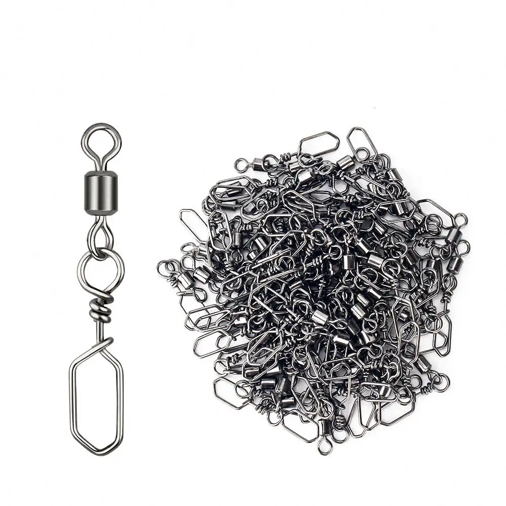 Fishing Connector Rolling Swivels With Square Snaps Stainless Steel For Fishhooks Lures Fishing Accessories
