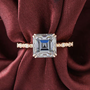 На заказ 9 мм обручальное кольцо Assher 14-каратное позолоченное 3.5ct, набор женских колец из муассанита - Product Image 3