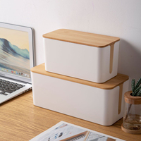 Boîte de rangement pour câbles, conteneur pour câbles, boîte de gestion des câbles de bureau, boîte de rangement en bois avec couvercle