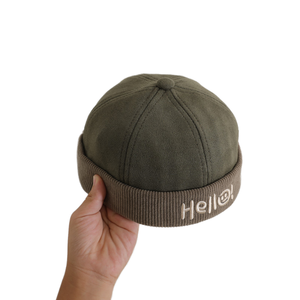 Gorro de pana Retro de alta calidad para <span class=keywords><strong>hombre</strong></span>, gorro de marinero de trabajador sin borde, puño enrollado, estampado de letras, <span class=keywords><strong>gorra</strong></span> deportiva ajustada - Product Image 5