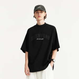 T-Shirt 260 in cotone pesante GSM con collo alto 100% cotone personalizzato ricamato Oversize T-Shirt con stampa gonfiata - Product Image 6