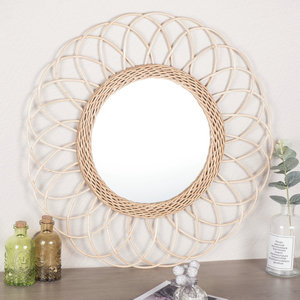 Round Rattan Wall <b>Mirror</b> Nordic Style Decorative <b>Hanging</b> <b>Mirror</b> For Living Room Home Decor XH21-208 - Product Image 2
