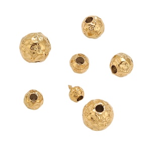 Hammered Round Beads 4mm 5mm 6mm | 18K PVD Gold Plated Stainless Steel Textured <b>Spacer</b> for DIY Bracelet Necklace Jewelry Making - Product Image 5